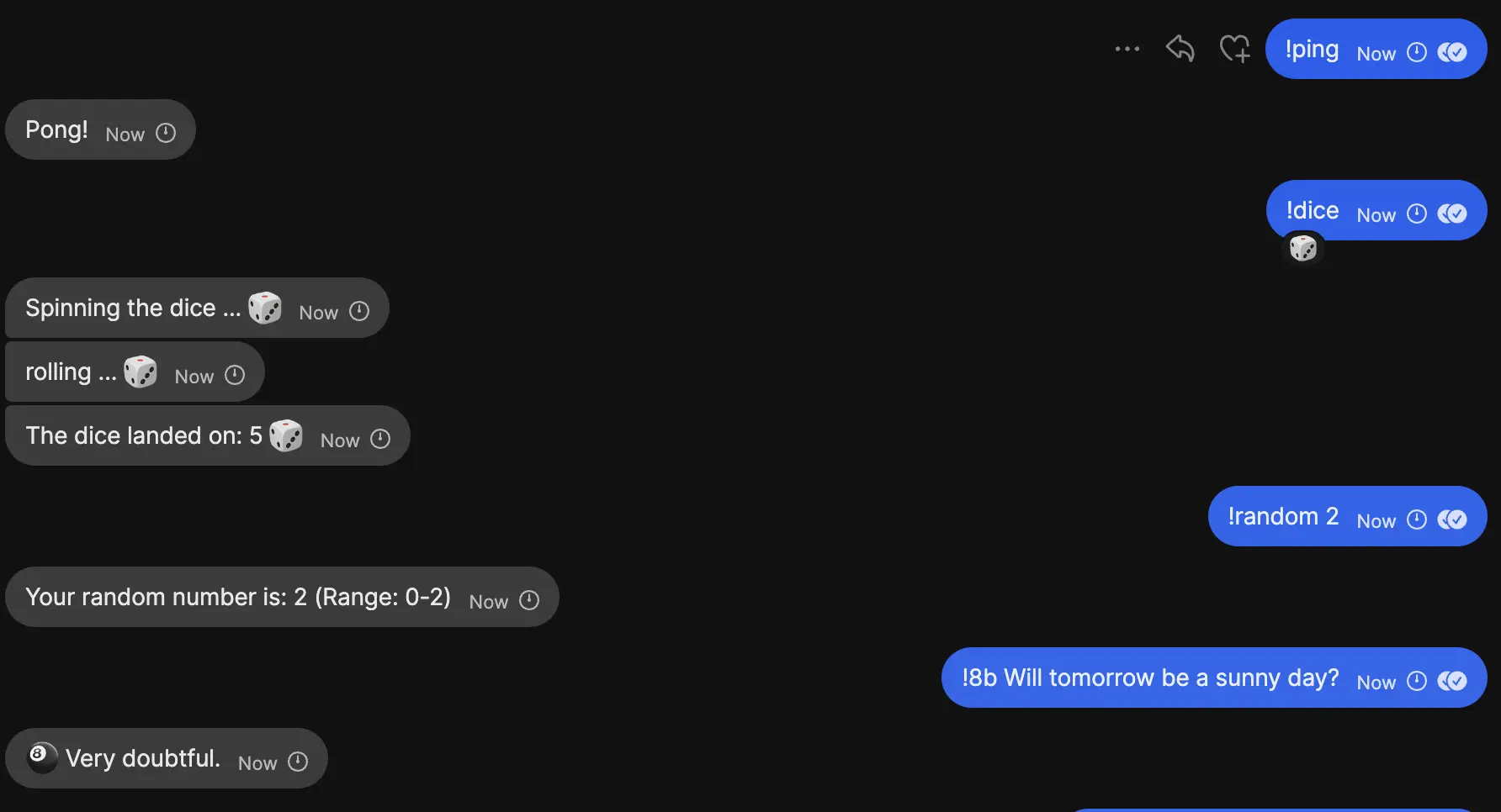 some interactions with the bot