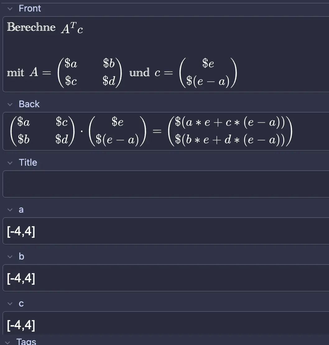 defining vars for the anki cards
